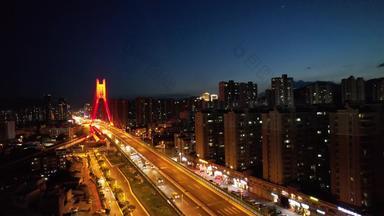 龙岩大桥公共建筑夜景航拍